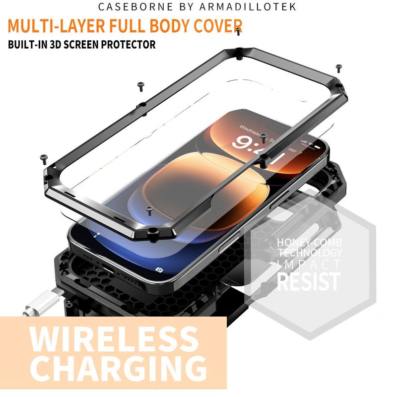 Waterproof Shockproof Aluminum Gorilla Glass Metal Full Case For iPhone 16 Pro Max 15 14 13 Military Cover