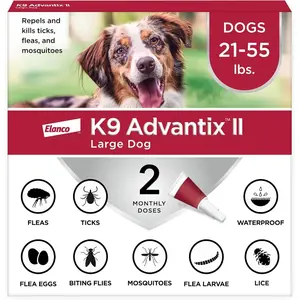 K9 Advantix II Large Dog Vet-Recommended Flea, Tick & Mosquito Treatment & Prevention | Dogs 21-55 lbs. | 2-Mo Supply (Packaging may vary)