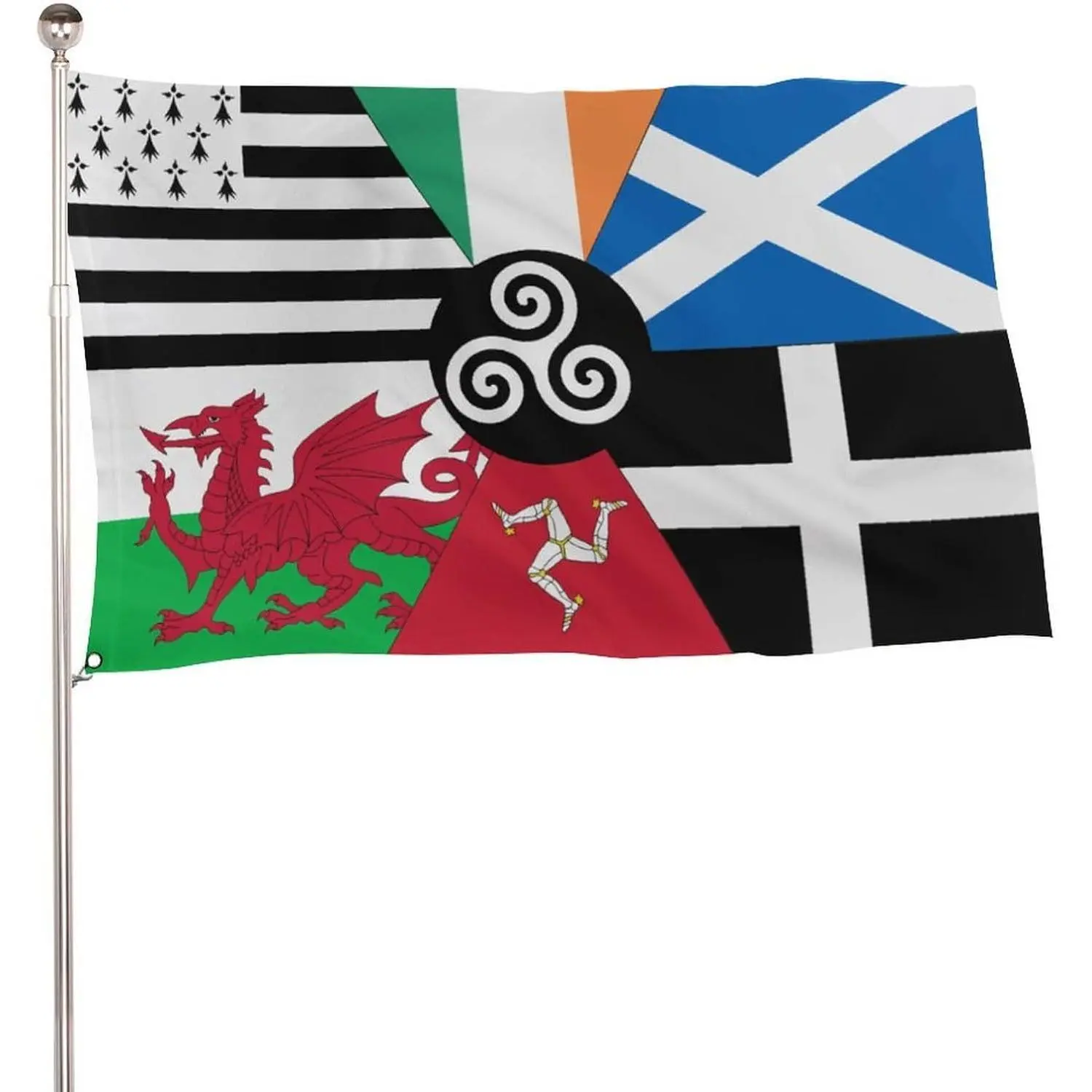Celtic Nations Flag 115D Polyester 5x3 Ft with 2 Metal Eyelets