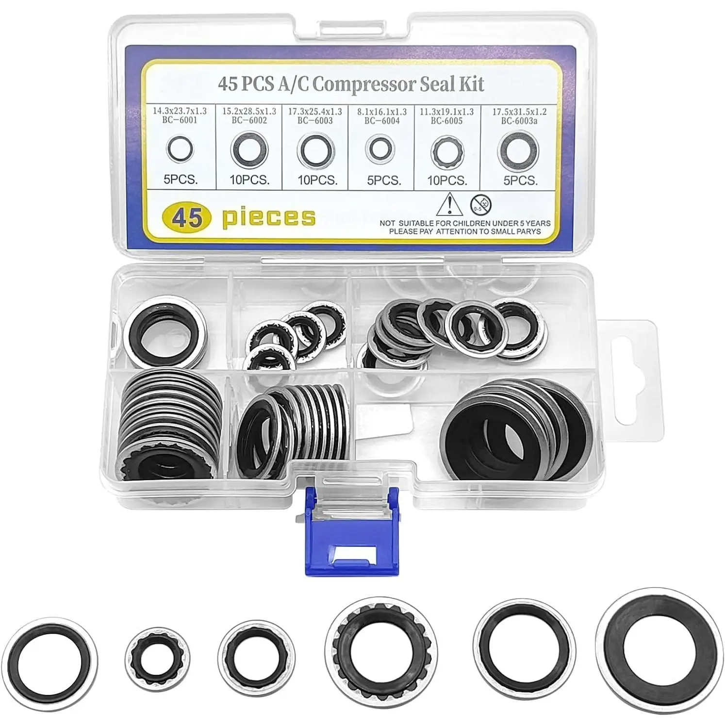 45 count AC Gasket Sealer AC O Ring Seal Kit Versatile AC Seal Kit for Fixing  Air Conditioning Compressor,Bumper,Door Panel,Cooling Pump, AC O Ring Kit  Accessories for  SUV