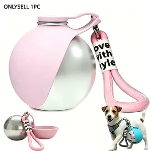 2-In-1 Portable Dog Water Bottle, Foldable Silicone Bowl, BPA-Free Stainless Steel Pet Water Jug, Leak-Proof Travel Hydrator, 10oz