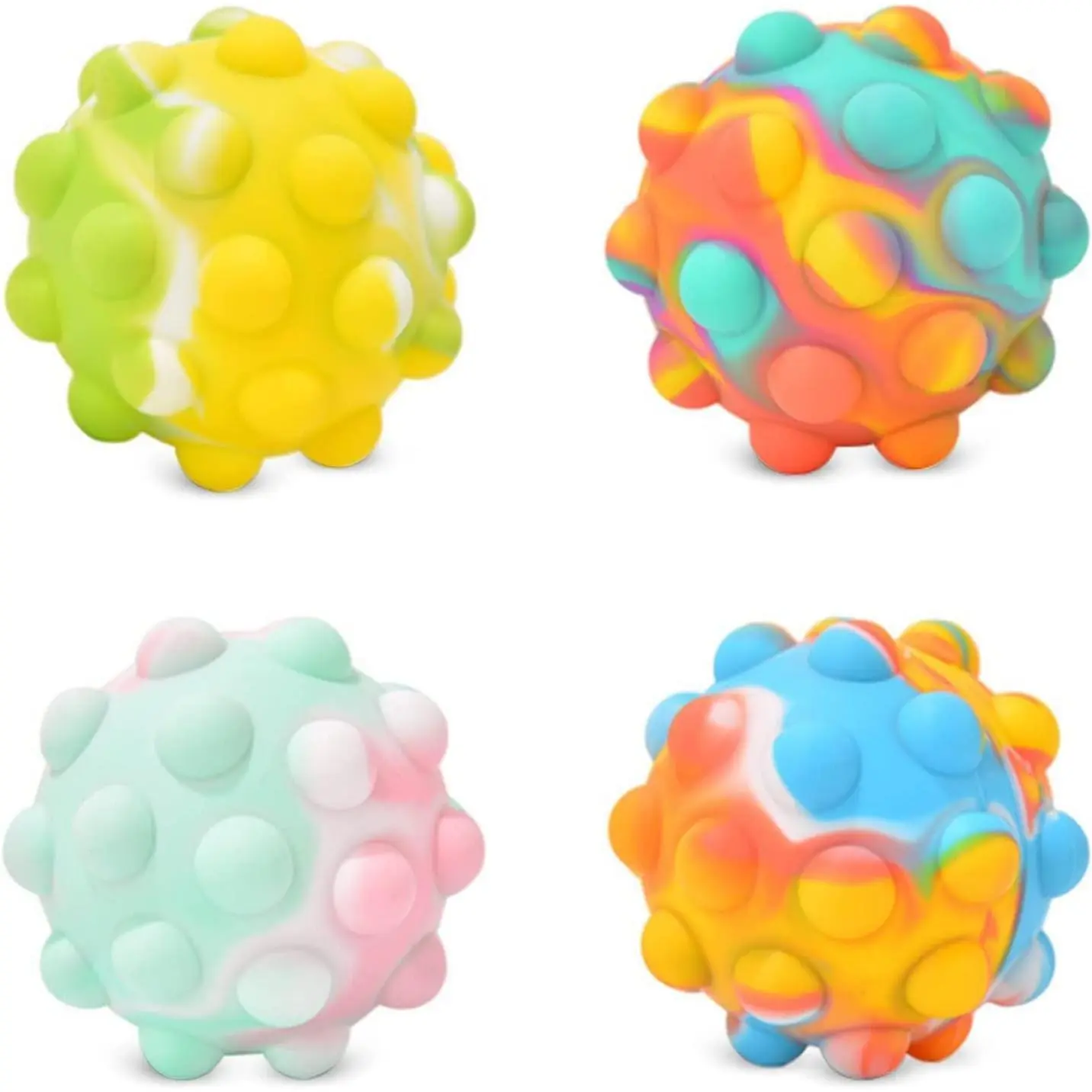 4-Pack 3D Poppable Pop Ball Fidget Toys, Comics/Science/Video Games Themed Sensory Stress Relief Toys for Kids with Sensory Issues
