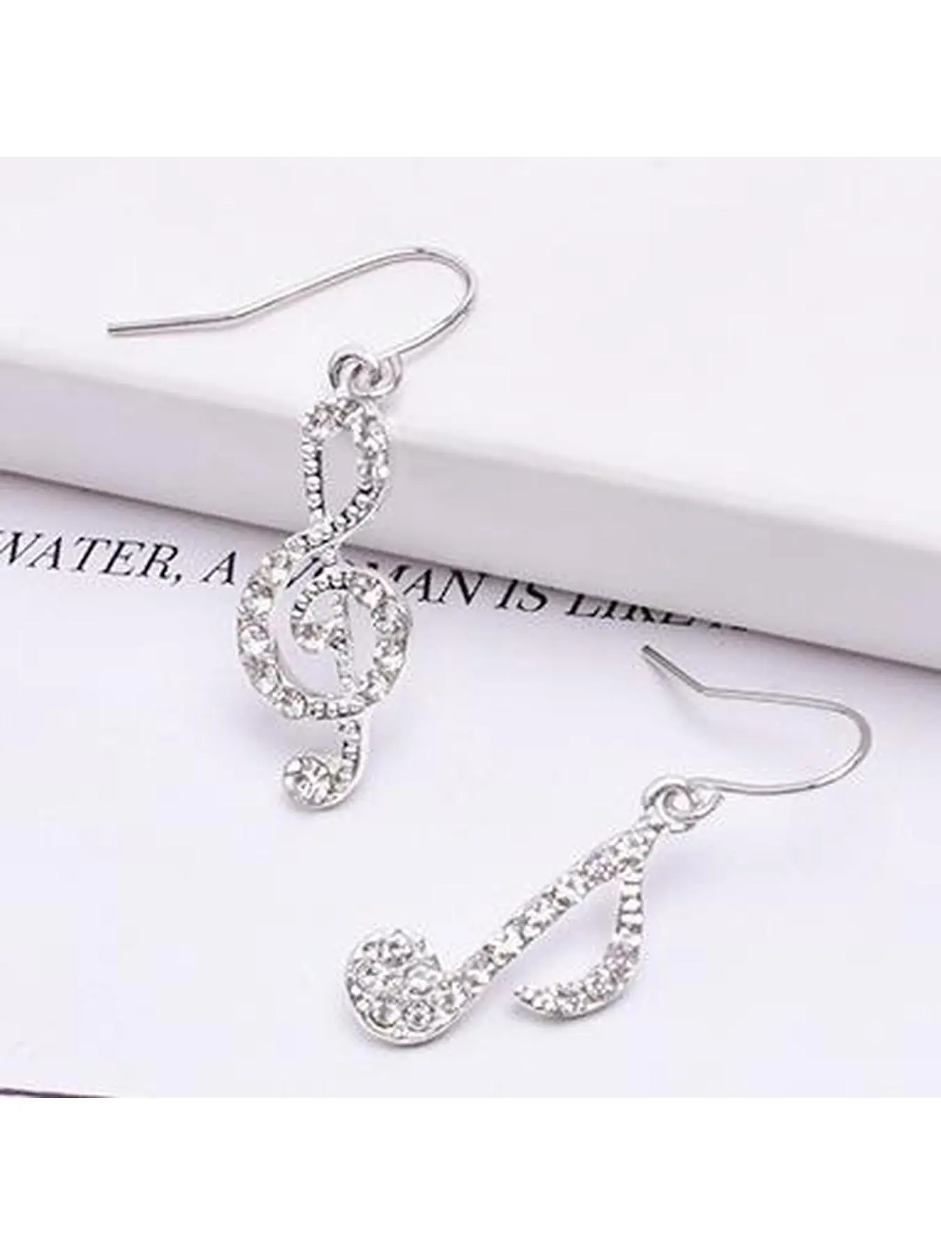 Shiny Rhinestone Music Note Earrings, Asymmetric Musical Dangle Earrings, Elegant Women Earrings, Delicate Versatile Niche Jewelry