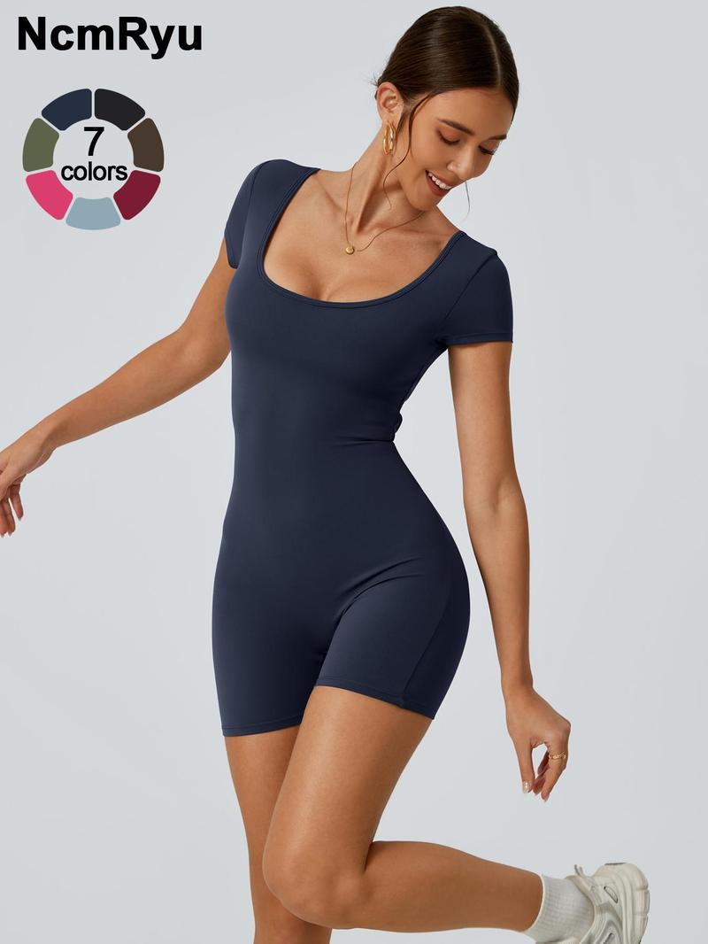 2024 Summer New Women's Slim Hip Lifting Sporty Jumpsuit Sexy Backless Short Sleeveless  Bodysuit Sportswear Jumpsuits