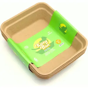 Disposable Litter Boxes for Cats | Large Biodegradable Litter Box 17.5 x 4 x 10.5 Inches | Rabbit, Hampster, Guinea Pig Litter Box - 6 Count