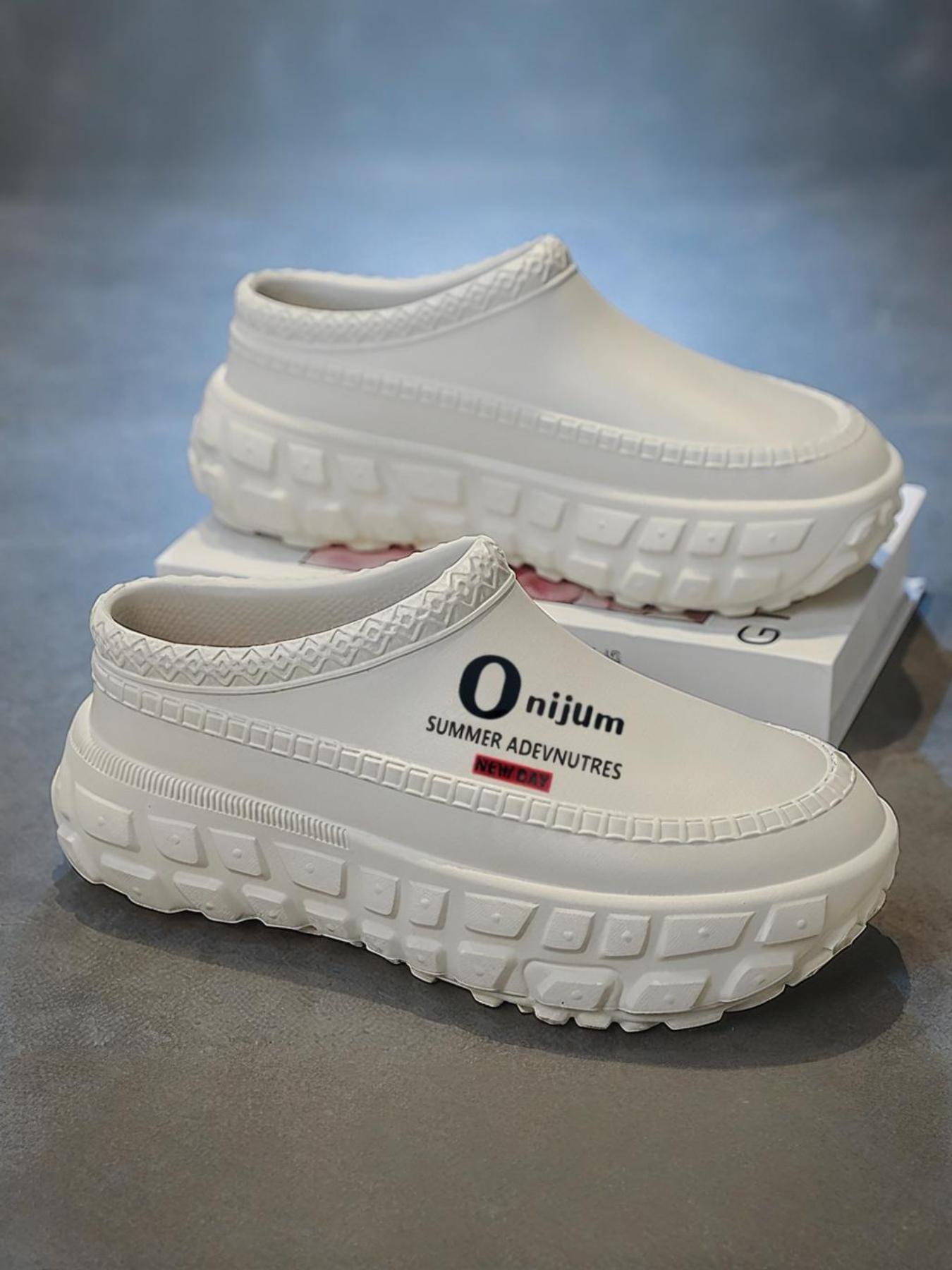 Unisex's Waterproof & Non-slip Platform Fashion Slippers, Lightweight Simple Slip on Shoes for Men & Women, Casual Comfortable Breathable Shoes for Daily Wear, Home Footwear