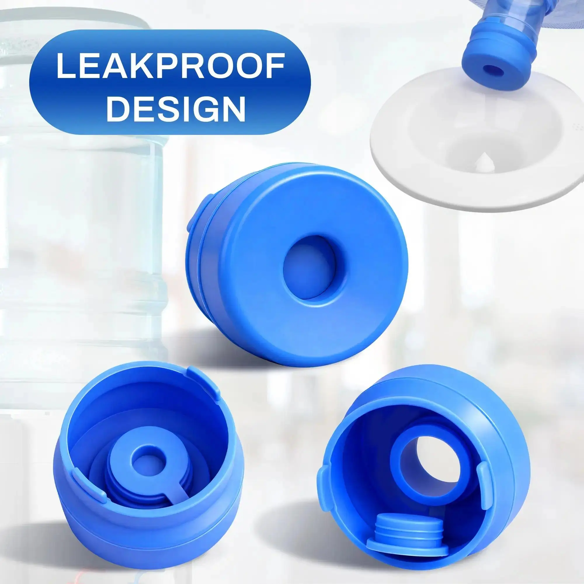 3pcs Reusable Water Bottle Caps, Leak Proof Water Jug Seal Lids, Dustproof Bucket Bottle Stopper, Water Container Replacement Cover