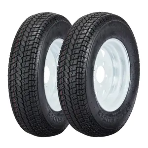 4 Pack ST175/80D13 Trailer Tires and Wheels Assembly 13x4.5 Steel Rim 5 Lug on 4.5 Bolt Pattern 5x114.3 Pre-Mounted 6 Ply Rating Bias Nylon Heavy Duty Tubeless Safe Highway Towing Tyre Set for Boat Utility Cargo Camper Flatbed Trailer