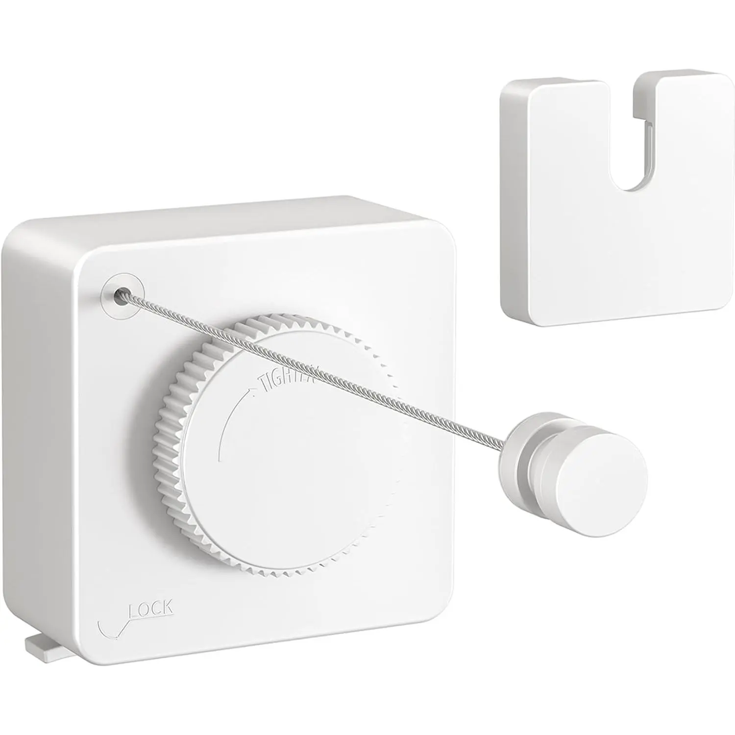 Heavy-Duty Retractable Rope Washing Line, Wall-Mounted Laundry Drying Line with Hanging Lock to Prevent Sagging (Square, White), Retractable Rope Washing Lines