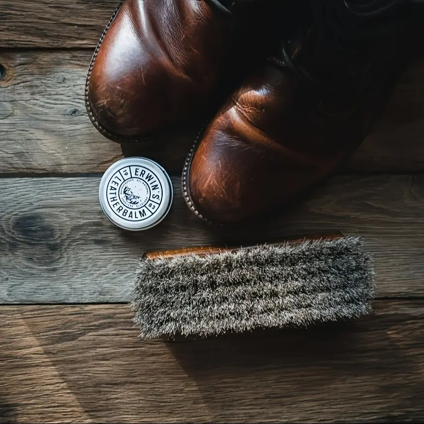 1pc Wooden Shoe Brush/boot Brush, Horsehair Shoe Polish, Shoe Cleaning Solution, Leather Care, Polishing and Waxing, Dusting Tool