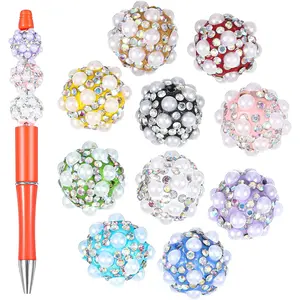 10 count Beadable Pens Beads, 0.67 inch Glitter Bead for  Pens Making, DIY, Chunky Beads,  Pendant, Friendship Bracelet, Earrings, Key Ring Decor