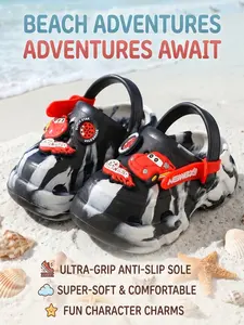 Summer Kids Cartoon Car Hole Shoes, Unisex Lightweight Soft Eva Sandals, Animal Design, All Seasons, Less Than Ankle Height