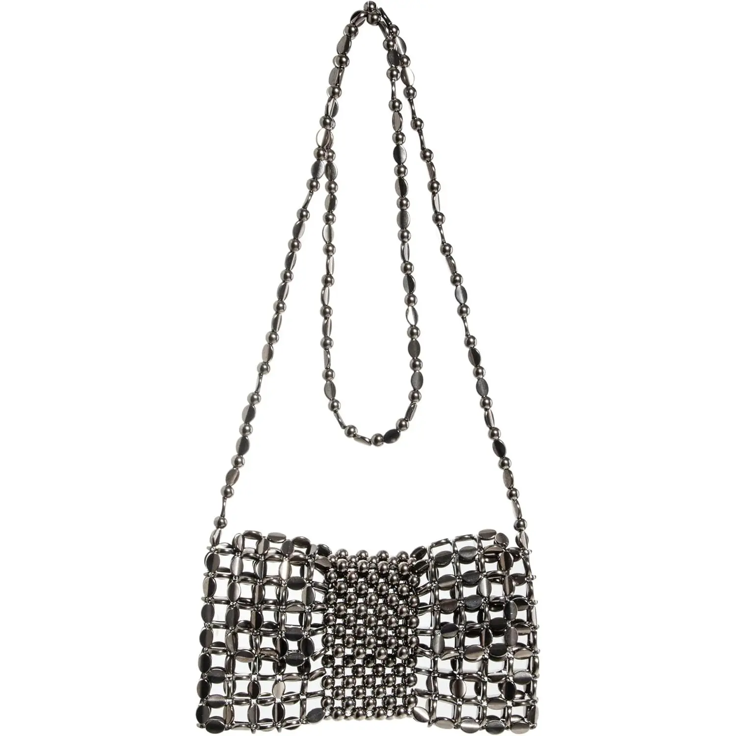 Metallic Beaded Sequin Crossbody Bag with Lining |  Bead WOC | Elegant Wallet  Chain for Evening Galas
