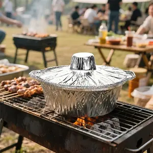 12 Pack Disposable Aluminum Foil Pans with Lids 108Oz Round Food Containers for Camping Travel Picnics Heating Cooking