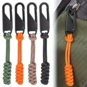 6Pcs Heavy-Duty Braided Replaceable Design Zipper Pulls with Metal Sliders, Camping & Backpack Replacement Zipper Tab Handles, Multi-Color Available