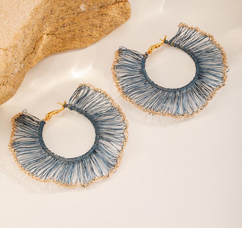 Handmade Copper Wire Woven Large Hoop Earrings for Men & Women, Metallic Texture, Unique Niche Design, Handcrafted, Birthday Gifts, Party Favors, Souvenirs, Original Jewelry Gifts