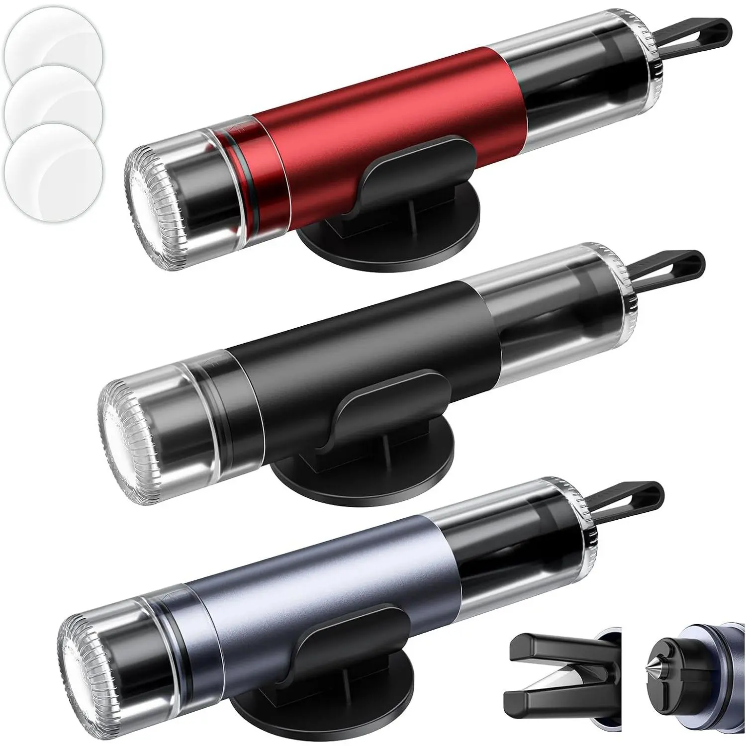 2026 Upgraded 3 Pack Car Safety Hammer Seatbelt Cutter with Transparent Lid, 2-in-1 Emergency Window Breaker & Seatbelt Cutter for Underwater Escape, Keychain Car AccessoriesGift