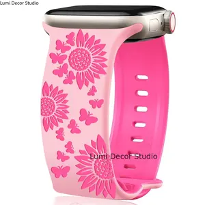 Three-dimensional engraving is suitable for  flower laser engraving silicone strap engraving cross-border butterfly.