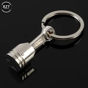 Creative Zinc Alloy Engine Silvery Piston Key Ring Chain Keychain Key Fob For Men Gift Trinkets Car Interior Accessories