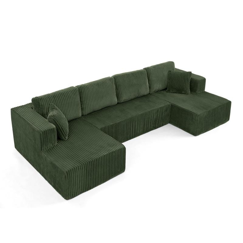 U shape Modular Sectional Sofa, Compressed Sectional Sofa Modern Minimalist Style Corduroy Couch, Sleeper Sofa for Living Room, Bedroom, Comfy Compressed Sofa Couch Space-Efficient Design-green RR U shape Modular Sectional Sofa, Compressed Sectional Sofa Modern Minimalist Style Corduroy Couch, Sleeper Sofa for Living Room, Bedroom, Comfy Compressed Sofa Couch Space-Efficient Design-green RR