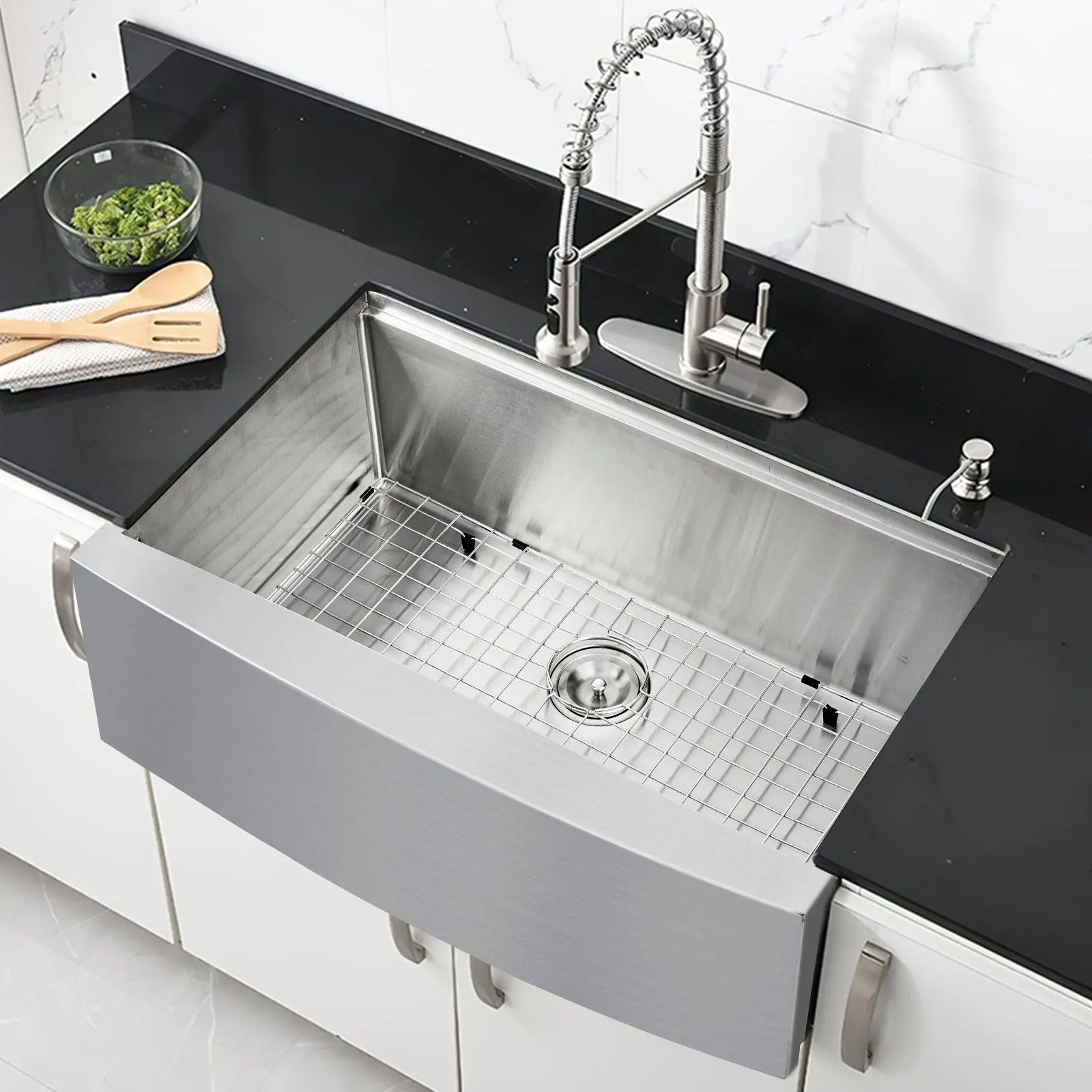 Christmas DealGARVEE Stainless Steel Farmhouse Sink, Apron Front Kitchen Sink Workstation with Single Deep Bowl, Available in 33" x 22" and 30" x 20" Sizes, 16 Gauge Kitchen Sink with Accessories