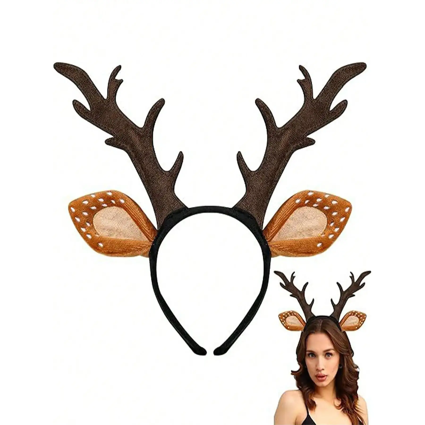 Cute Reindeer Antler Ears Headband for Women, Perfect for Christmas & Cosplay Parties, Stylish Hair Accessories for Fall, Headbands Women
