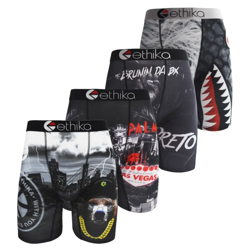 Men Underwear 4Pcs Boxers Breathable Swimming Man Underpants Plus Size Print Mens Panties Trunks Sexy Men'S Boxer Briefsmen