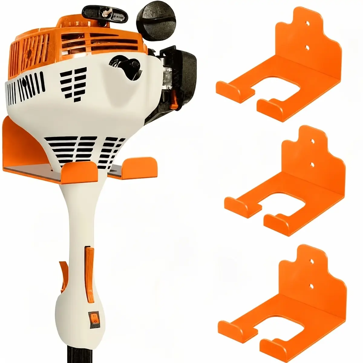 3Pcs Heavy Duty Metal Garden Tool Hangers, Wall Mount Storage Hooks for Weed Eaters and Trimmers, Durable Space Saving Organizer for Lawn and Hedge Tools, Ideal for Garage, Shed, Yard, Workshop and Outdoor Use, Tool Storage Organiser