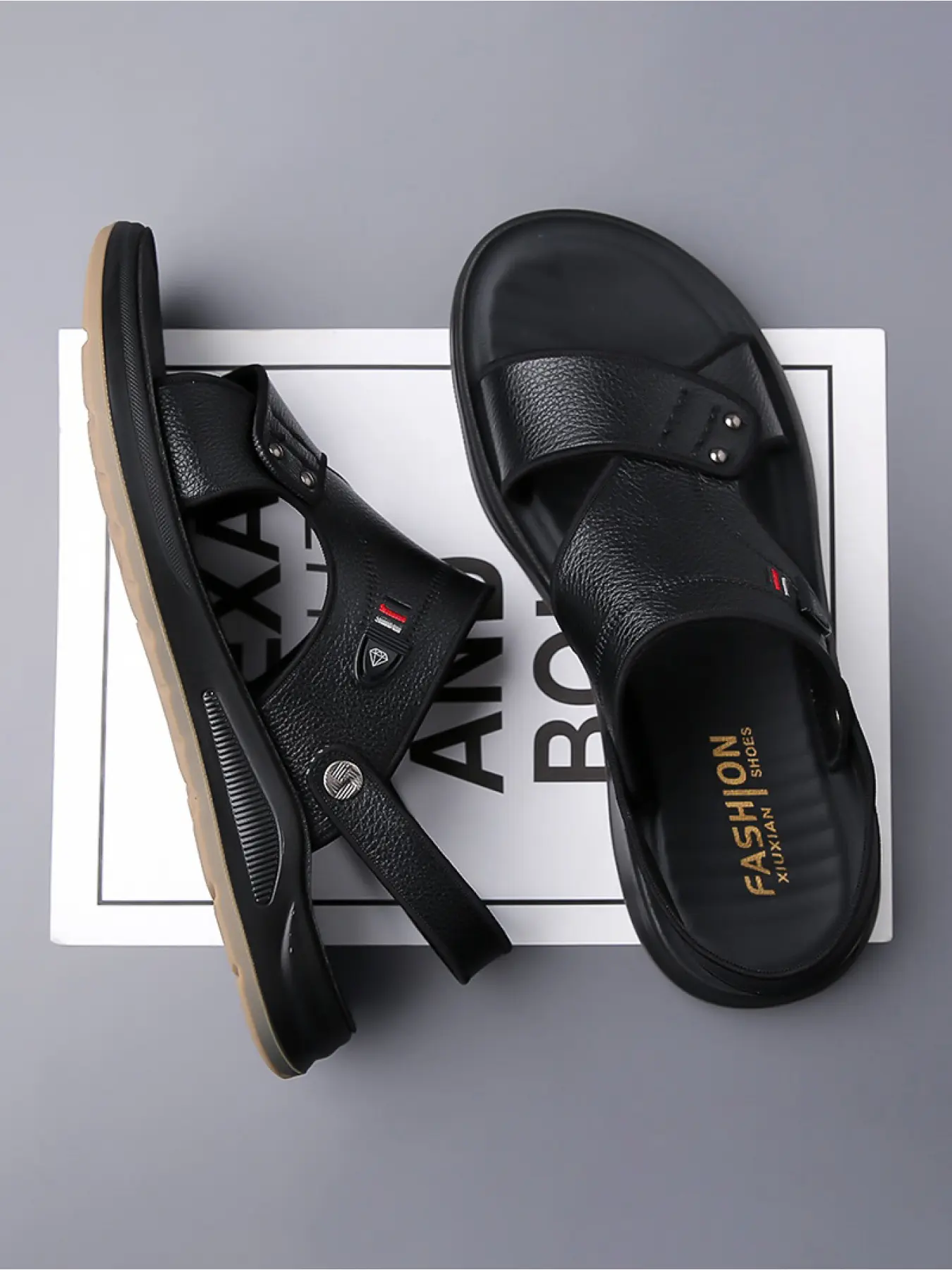 Men's Leather Sandals, Durable Anti-Slip Thick Sole, Comfortable Business Casual Shoes, Ideal for Daily Commute and Summer Wear
