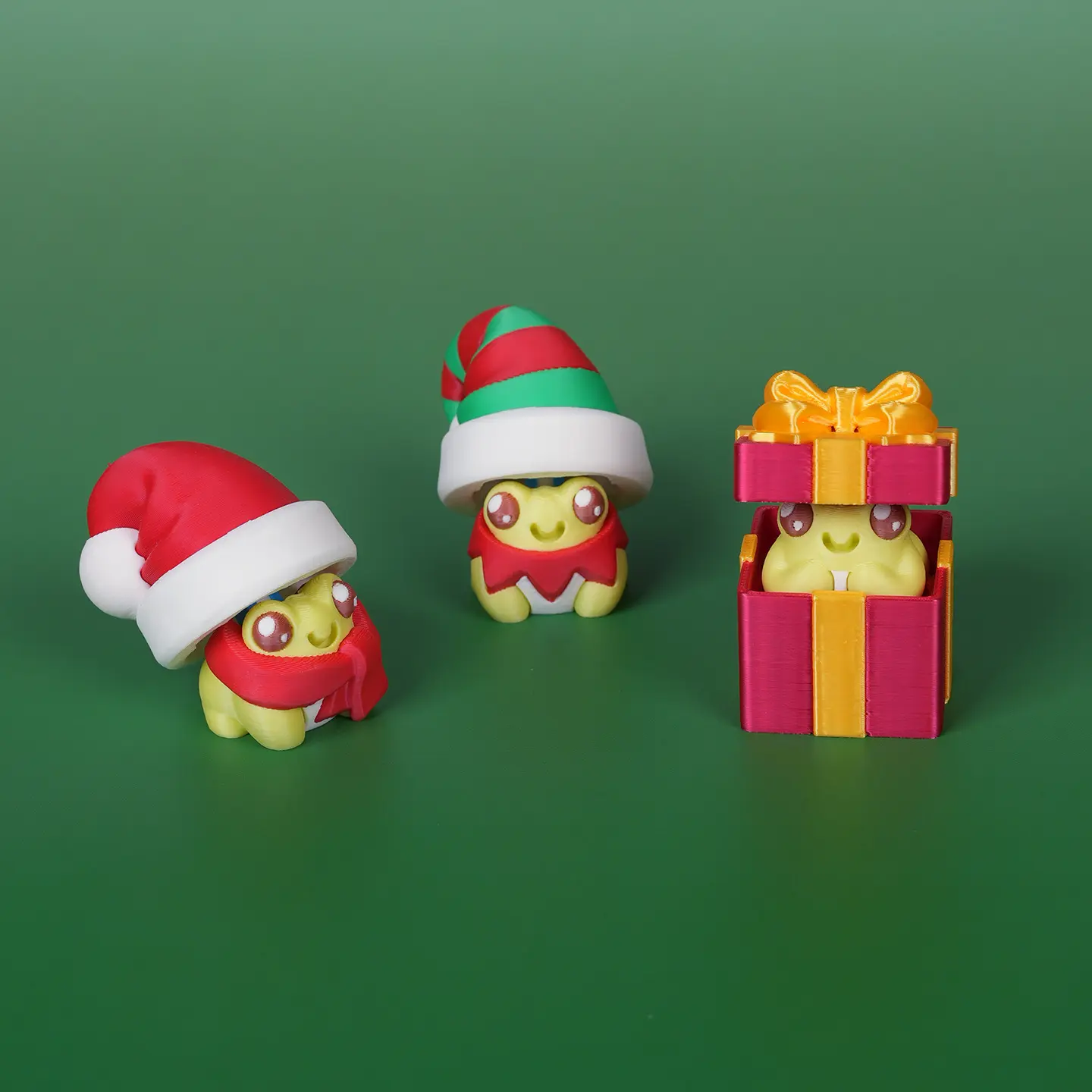 3D Printed Frog Clicker with Santa Hat Christmas Decoration Ornament Gift Stress Relief Creative Figurine Cute Animal Ornament