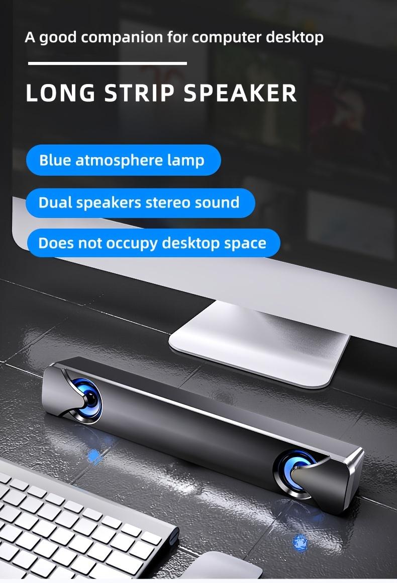 Computer Speakers, Soundbar, Desktop Computer Speakers, Laptop Speakers, Desktop Speakers, Wired Connection, with LED Ambient Light, USB Interface Power Supply, Suitable for Devices with 3.5Mm Audio Interface Connection, Such As: Computers, Tablets