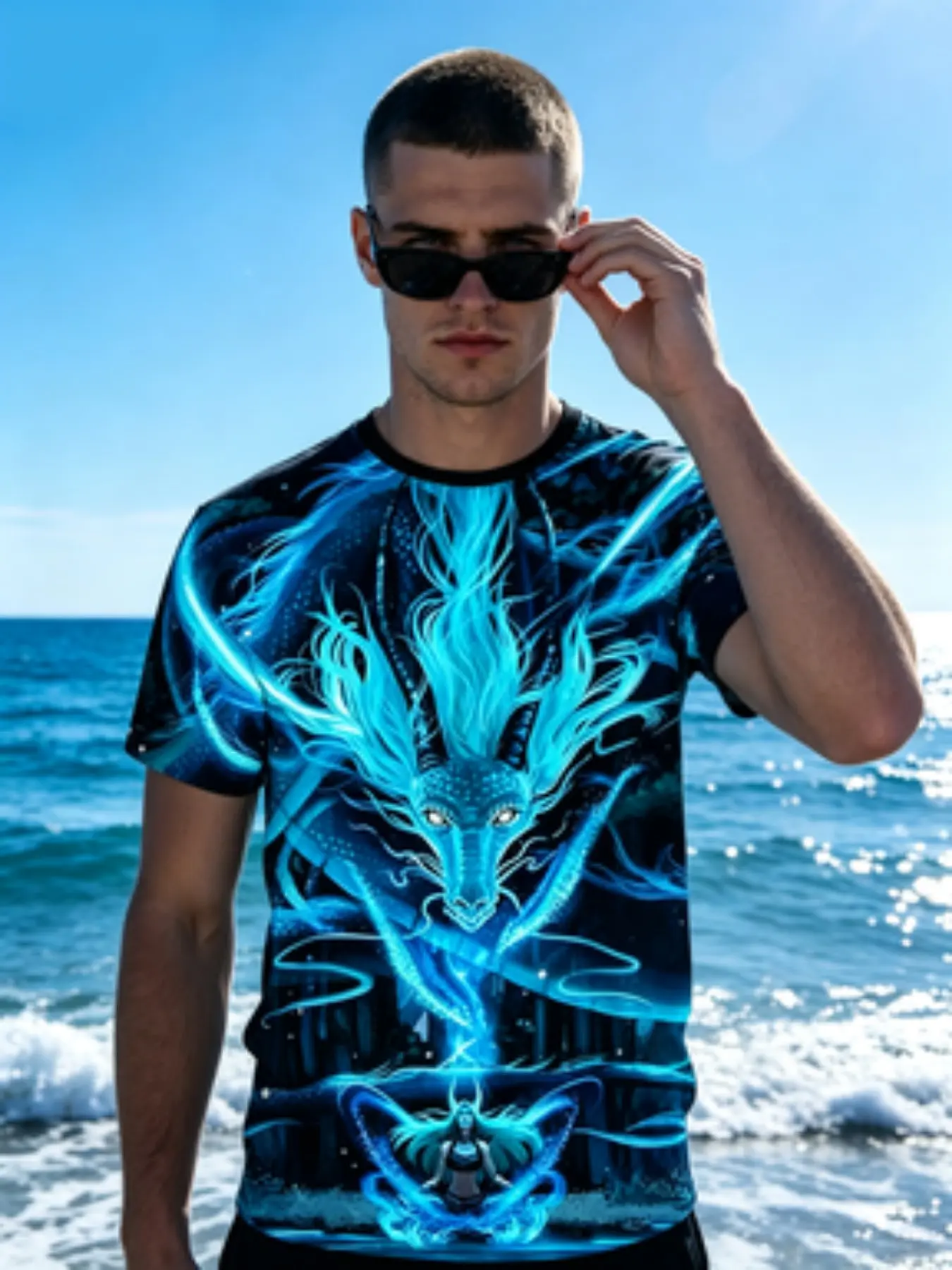 Anime Merch for Men Women, Myth Animal Graphic Top, Summer Lightweight T-Shirt, Otaku Clothing, Fantasy Printed Tee, Everyday Basic Street Shirt