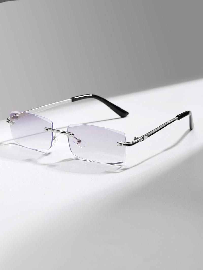 1-Pair Men’s Square Semi-Rimless Anti-Blue Light Glasses – Lightweight Simple Design, Ideal for Daily & Work Wear
