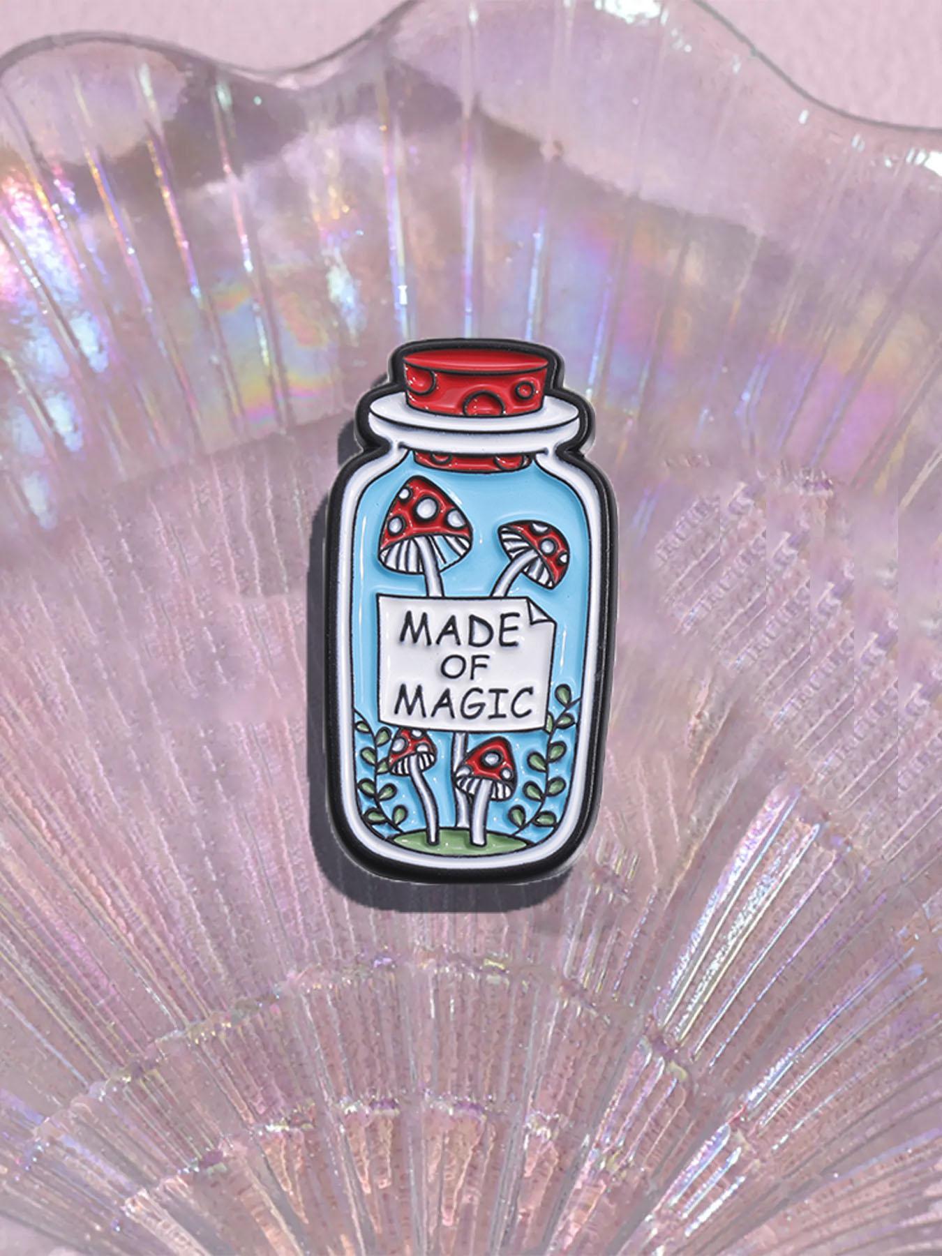 Creative Letter & Mushroom Decoration Bottle Design Brooch, Fashion Alloy Accessories for Women & Men, Suitable for Backpacks & Hats Decoration Fixed Buckle, Casual Zinc Alloy Jewelry for Men & Women, Hat Pins, Fashion Accessory