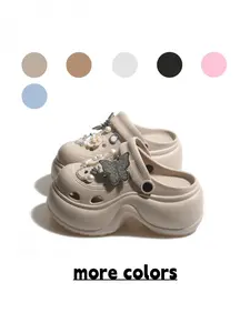 Women's Retro Water Drilling Butterfly Pearl Chain Sandals, Durable Anti-Slip Thick Sole, Outdoor Leisure/beach Vacation Style