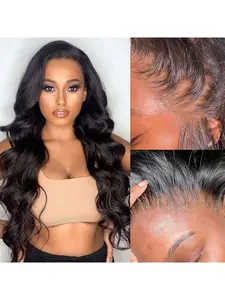 Pre Plucked 5x5 Lace Closure Wigs Human Hair Glueless Brazilian Virgin Body Wave Wig 180% Density Natural Color for Women (5X5 Lace Front)