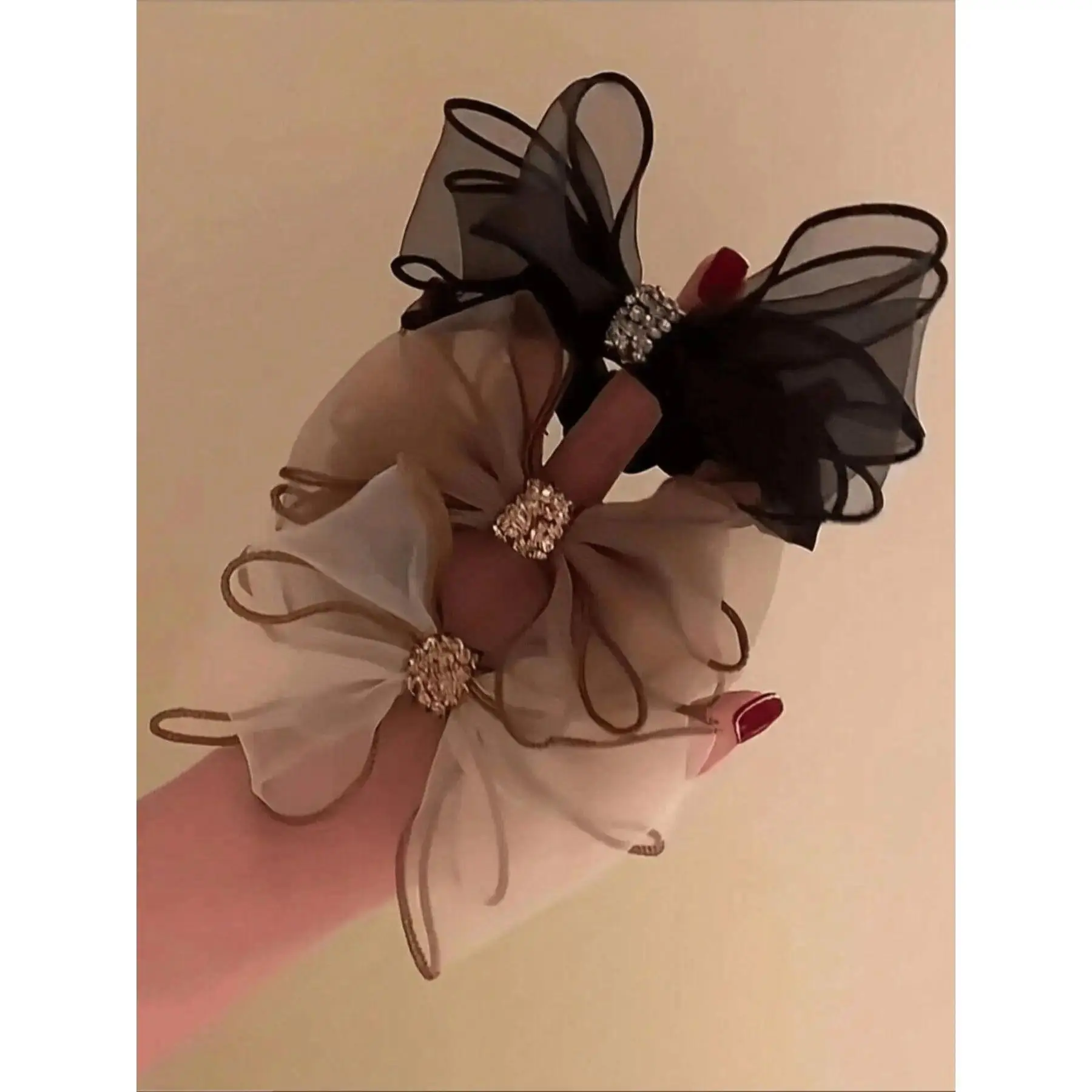 3-Piece Elegant Women's Hair Accessory Set, Rhinestone & Mesh Bow Headbands with Elastic Fit, Perfect Thoughtful Gift for Bridal Showers, Birthdays & Anniversaries