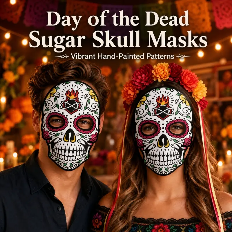 6Pcs Paper Skull Mask Halloween Cosplay Graffiti Mask Design Face Mask Adult Costume Prop for Party Decor