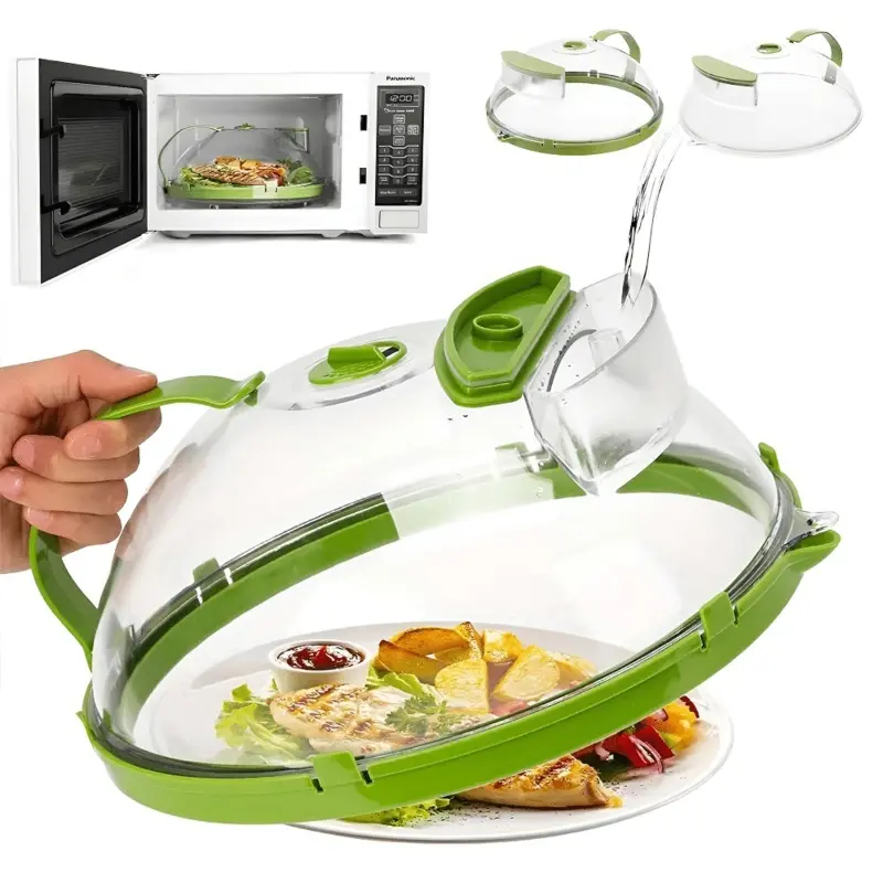 Transparent Microwave Splatter Cover, Food-Grade Heat-Resistant Food Heating Lid with Handle, Oil-proof Dust-proof Reusable with Steam Vent Hole, Hangable Kitchen Food Protect for Microwave Oven, Kitchen Accessory, Kitchen Gadget, Holiday Kitchen Gift