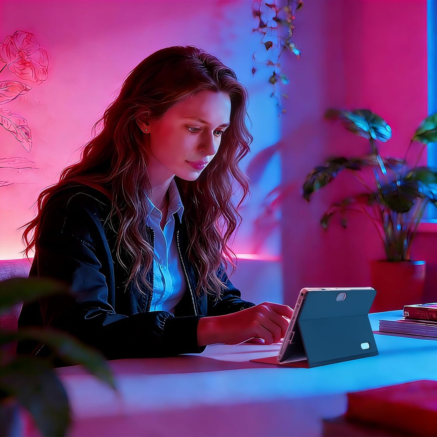 7 inch Tablet Android 14 with Case 8GB RAM 32GB ROM 1TB Expand Quad-Core Processor IPS Screen Dual Camera 3000mAh Battery Bluetooth