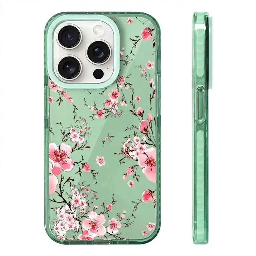 Floral Shockproof Watercolor Pink Cherry Blossom Cellphone Case - Multi-Size Protection Cover for iPhone 17 Pro Max,16,15,14,13,12,11 Pro Max & Various Models Samsung Galaxy S24,S23,S22,S21 - Artistic Mobile Accessory Gift, Pro/Plus Series