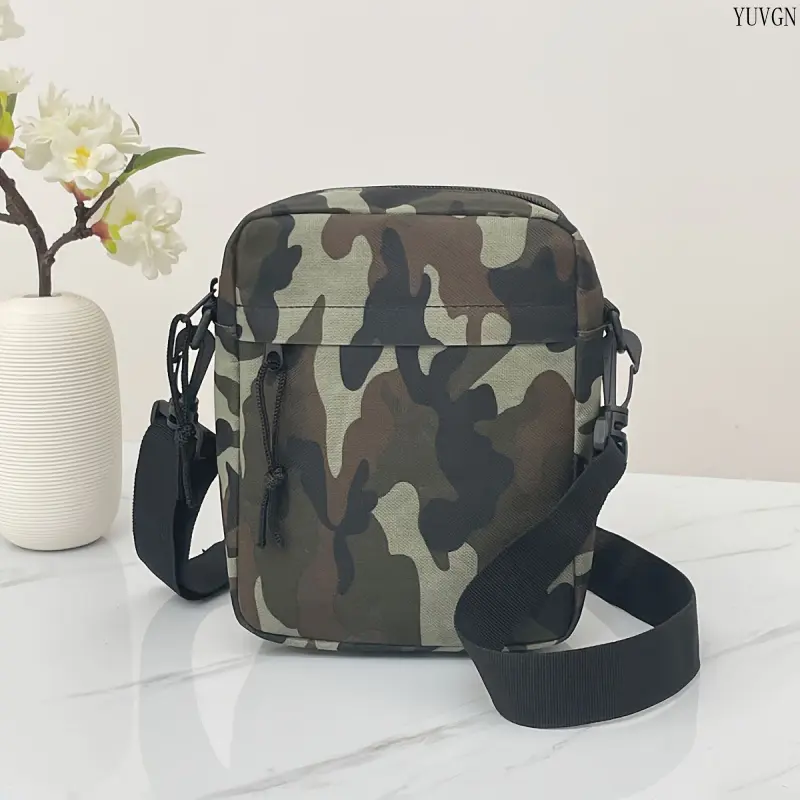 Camo Print Wear-Resistant Mini Square Crossbody Bag - Lightweight Casual Shoulder Phone Pouch for Daily Outdoor Sports Use