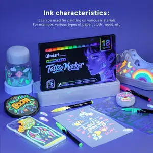 Large Capacity 18-Color Fluorescent Graffiti Pens, Ideal for Skin Art, Fabric Decoration, Creative Design, Practical Drawing Tools, Professional Art Use