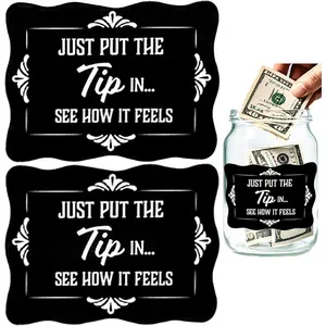 12 Pack Just Put The Tip in ... See How It Feels - Tipping Sticker 3x4 inch Tipping Jar Stickers Tipping  Tipping Jar for Bartender for Your Waiter Waitresses Bartender Servers Drivers Musicians