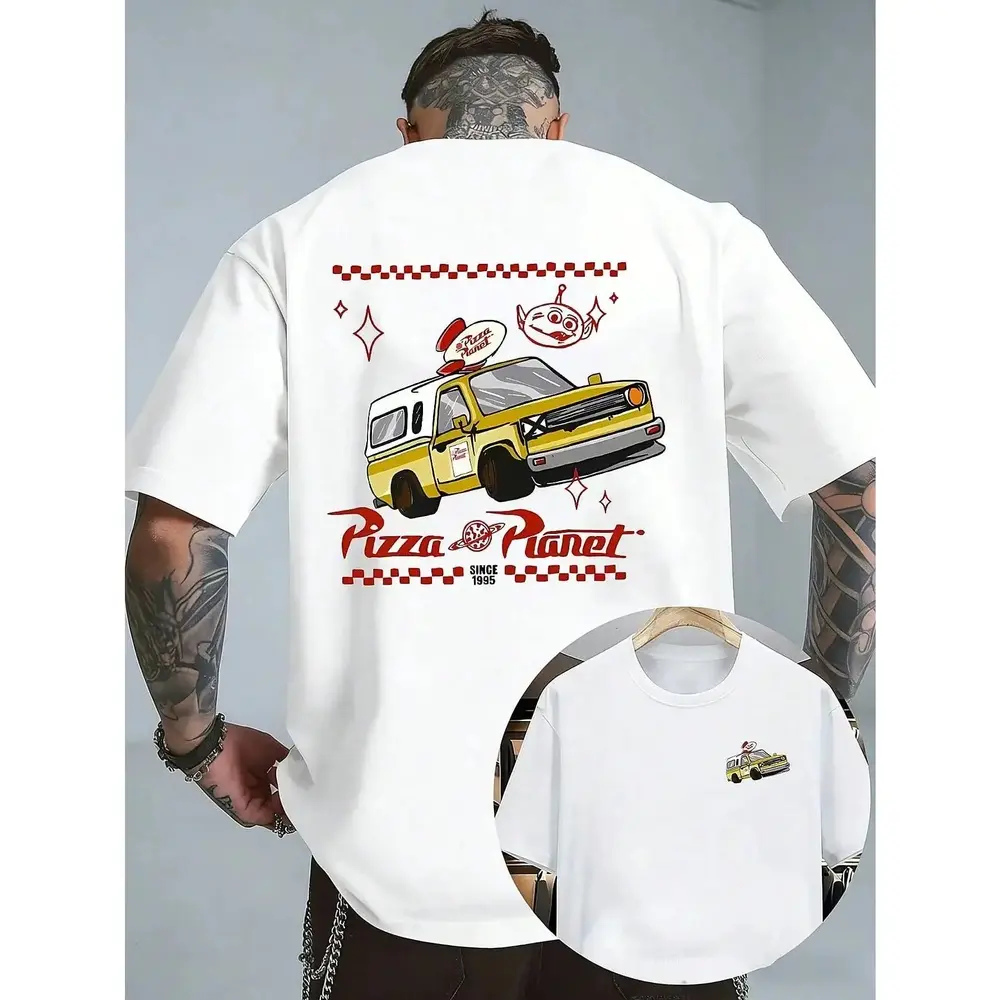Men& #   39;S Vintage Pizza Planet 1995 Retro Arcade T-Shirt - Pizza Planet Truck Graphic, Loose Fit Short Sleeve Tee With Nostalgic 90s Gaming Design For Casual Wear &Amp; Themed Parties |     USA graphic tees