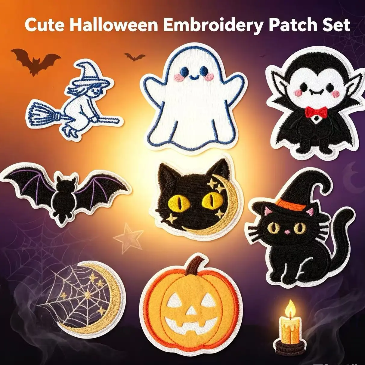 Halloween-Themed Ironing Embroidery Patches, Durable Fabric Badges with Fun Designs, Easy-Apply for DIY Crafts, Jackets/Bags - Sewable or Iron-On Sewing Supplies