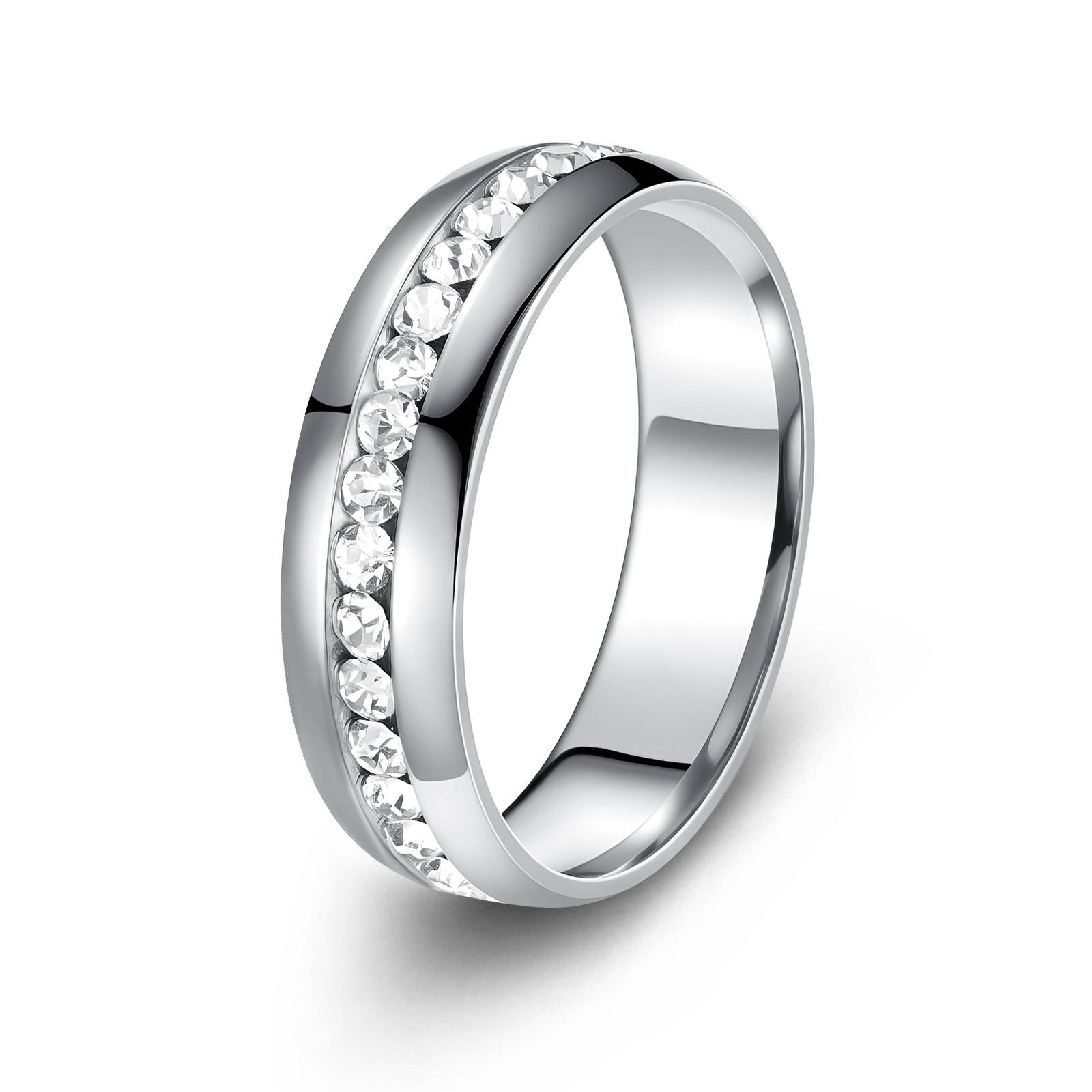 Stainless Steel Ring Single Row CZ Minimalist 5 Color Size 5-12 Party Daily Wear Gift For Her