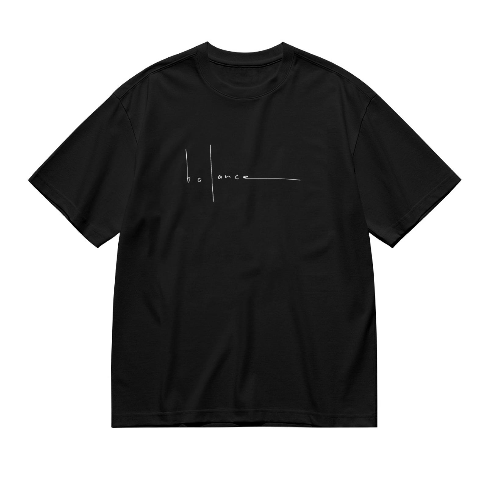 Unisex Vintage Graphic T-Shirt White "Balance" Minimalist Text Design 100% Cotton Crew Neck Summer Outfits Machine Washable Trendy Tees