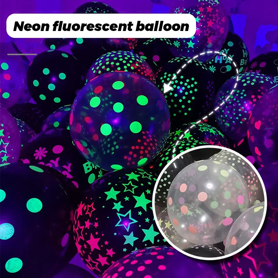 12-Inch Fluorescent Balloons Glow in Darkness, Glowing Latex Balloons for Birthday Wedding Festival Party Decorations, Perfect for Festive Events