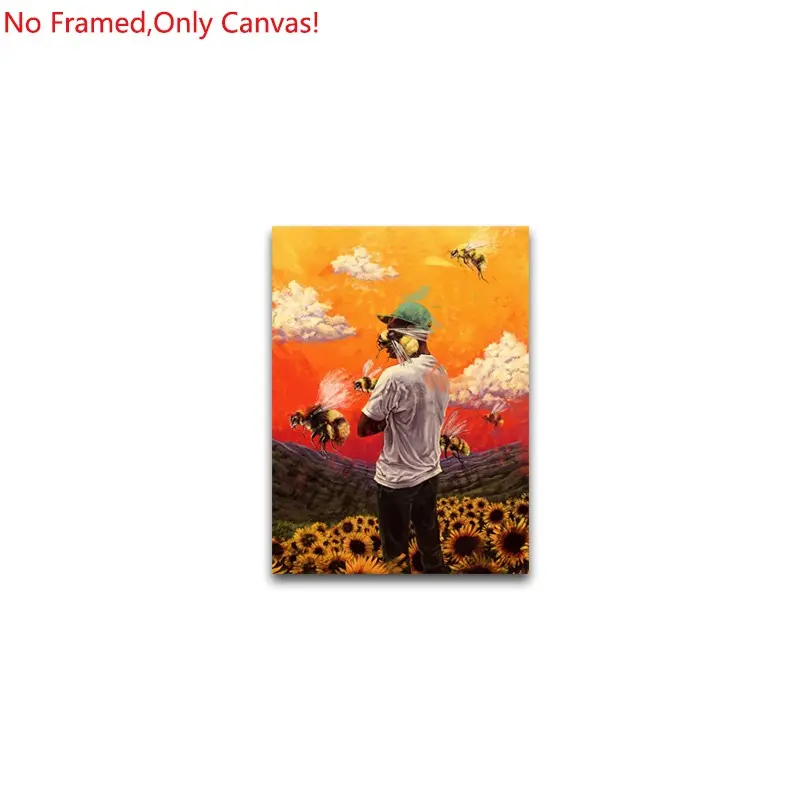 1 piece/set frameless canvas painting print poster, Classic Hip-Hop Character Album art，Flower Boy，a perfect gift for Music loves, ideal gift for bedroom, living room, dorm hallway, kitchen, mural, wall decoration, room decor